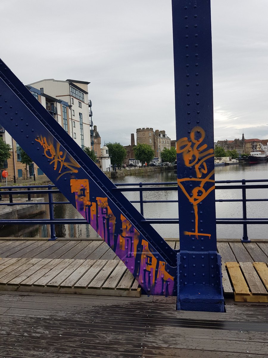 Save Our Shore, Leith (@sosleith) on Twitter photo We're delighted with <a href="/forthports/">Forth Ports</a>' recent revival and restoration of the Victoria Swing Bridge and surrounds.
So we were disheartened to see this graffiti appear overnight along the gorgeous blue wrought iron trusses.
Anyone know anything?
#Leith #deserves #better We're delighted with <a href="/forthports/">Forth Ports</a>' recent revival and restoration of the Victoria Swing Bridge and surrounds.
So we were disheartened to see this graffiti appear overnight along the gorgeous blue wrought iron trusses.
Anyone know anything?
#Leith #deserves #better