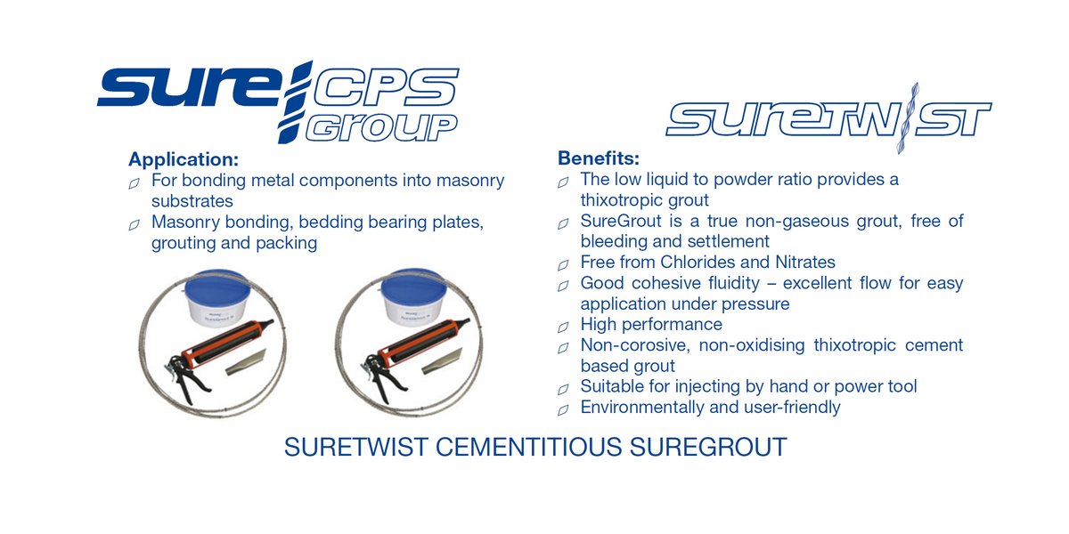 The SureTwist SureGrout range is produced in four different types, listed at: ow.ly/2FpR50RlbI8