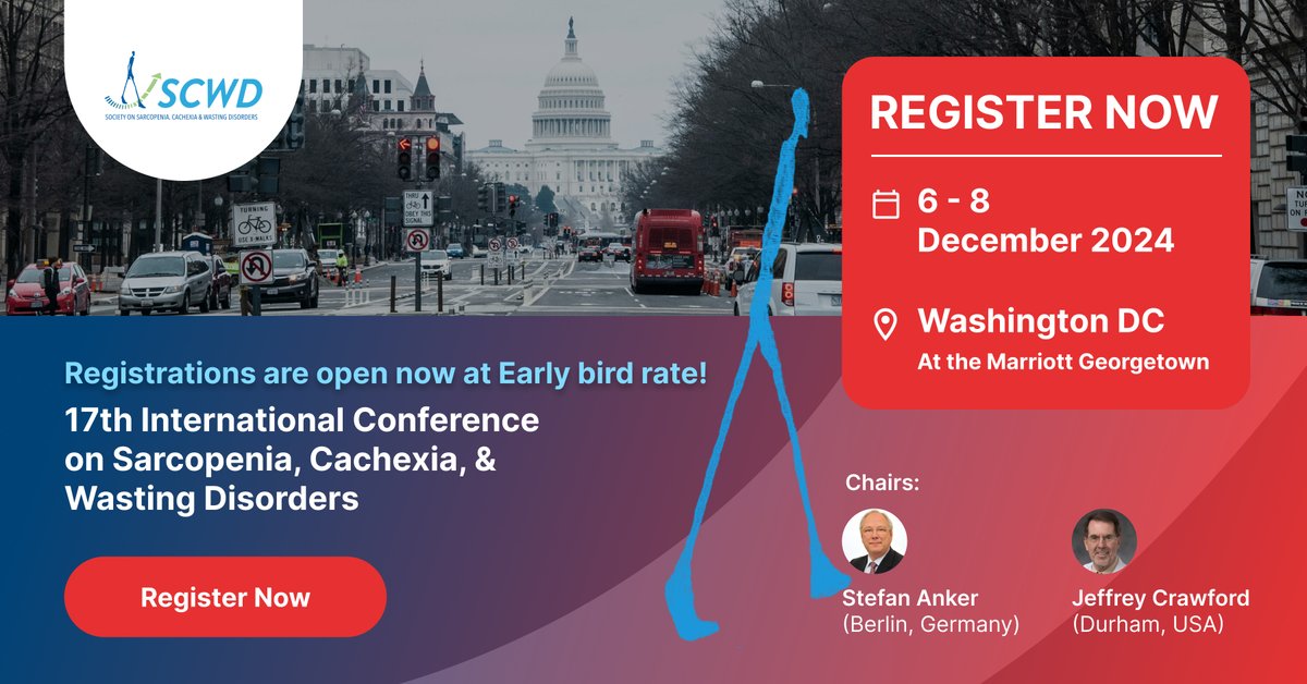 SCWDnews's tweet photo. Are you active in research about Sarcopenia, Cachexia, and Wasting Disorders?Join us as at the 17th International conference on SCWD.Early bird rate until September 5, 2024!
https://t.co/fRj6L7HjdC
#SCWDConference2024 #Sarcopenia #Cachexia #WastingDisorders https://t.co/Wk3zTFyYQj