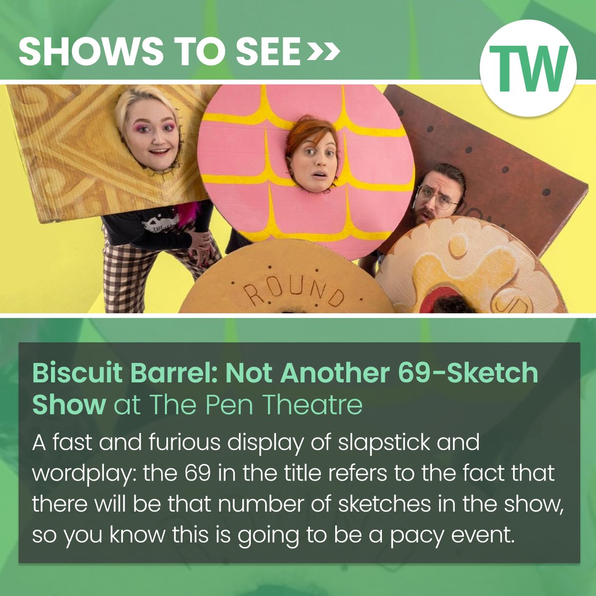 ThreeWeeks Edinburgh (@threeweeks) on Twitter photo Among our recommended shows to see this week: ‘Biscuit Barrel: Not Another 69-Sketch Show’ at The Pen Theatre on 20 Jul.
Get more show tips here: bit.ly/3W29mxk
<a href="/thepentheatre/">The Pen Theatre</a> <a href="/barrel_biscuit/">The Biscuit Barrel</a> Among our recommended shows to see this week: ‘Biscuit Barrel: Not Another 69-Sketch Show’ at The Pen Theatre on 20 Jul.
Get more show tips here: bit.ly/3W29mxk
<a href="/thepentheatre/">The Pen Theatre</a> <a href="/barrel_biscuit/">The Biscuit Barrel</a>