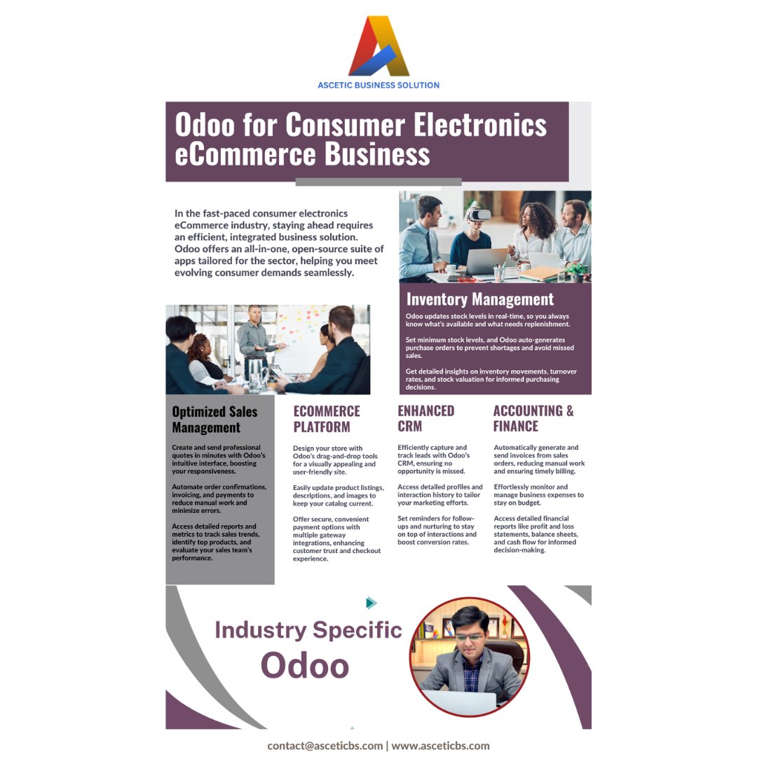AsceticBs's tweet image. Boost Your Consumer Electronics eCommerce Business with Odoo

Subscribe to our newsletter here for more updates: linkedin.com/newsletters/in…

To Contact: bit.ly/3Z6iwtk

#Odoo18 #OdooVersionUpgrade #OdooConsultancy #OdooMigration #Odoo #OdooImplementation #OdooOdoers