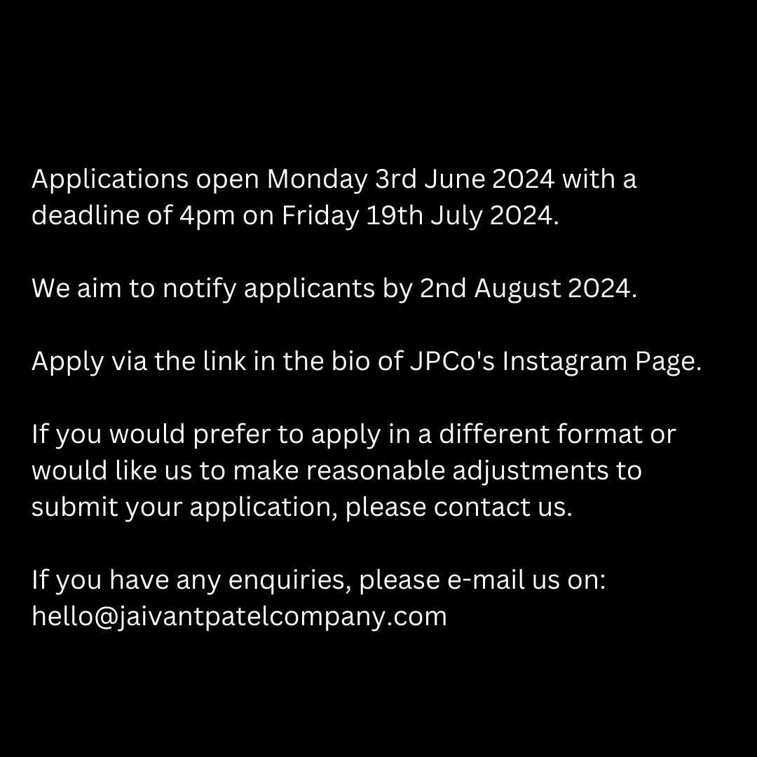 DEADLINE TOMORROW 4pm

SAMĀNATĀ: SOUTH ASIAN QUEER PERFORMANCE SEED COMMISSIONS 2024

JPCo &amp; @Kala_Sangam are offering seed commissions to a South Asian LGBTQIA+ identifying artists/creatives to support development of innovative new performance-based work

tinyurl.com/35nxtbzw