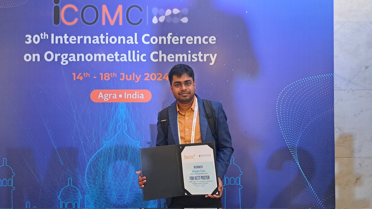Congratulations to <a href="/Arpan1902/">Arpan Das</a> for receiving a poster award at <a href="/Icomc2024/">ICOMC 2024</a>. Well deserved. 👏
