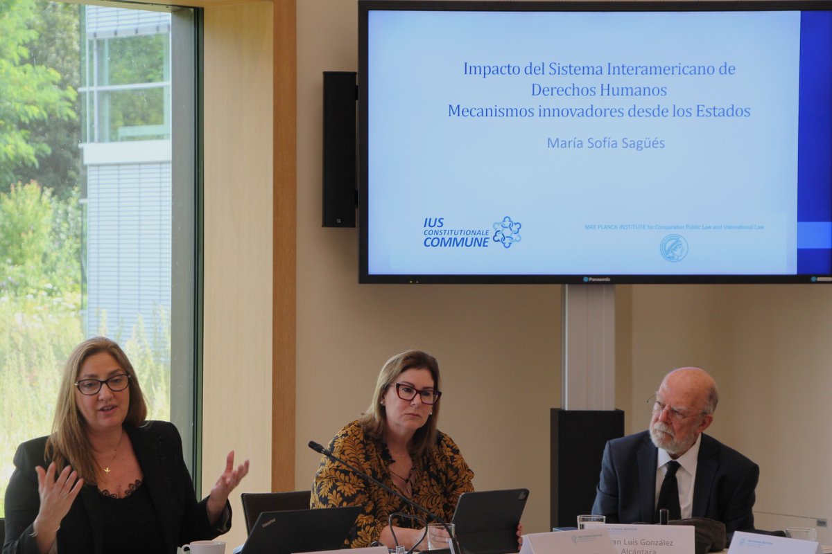 MPILheidelberg's tweet image. El último día de nuestro seminario comenzó con el fascinante Panel 8: #ICCAL - mecanismos innovadores desde los Estados. Tuvimos el honor de contar con Jorge Roa Roa (@UPFBarcelona) y María Sofía Sagüés (@CorteSupremaAR). 
#InnovaciónEstatal #DerechoPúblico #DerechoComparado