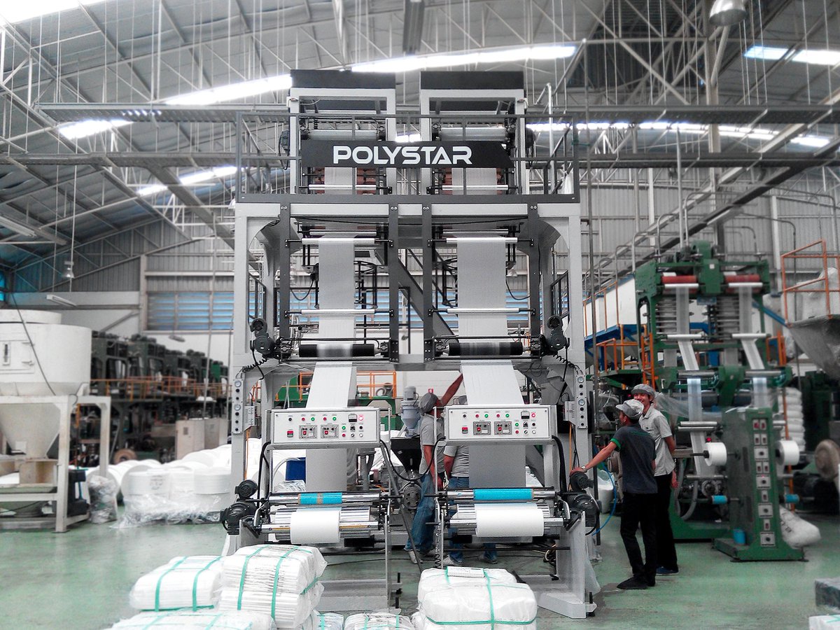 Polystar_TW's tweet photo. Producers of T-shirt bags, flat bags, garbage bags, and other packaging bags are once again turning to our Twin-Head #extruders. 

Notably, these productions incorporate a significant percentage of recycled materials! https://t.co/xi6R17v5TV