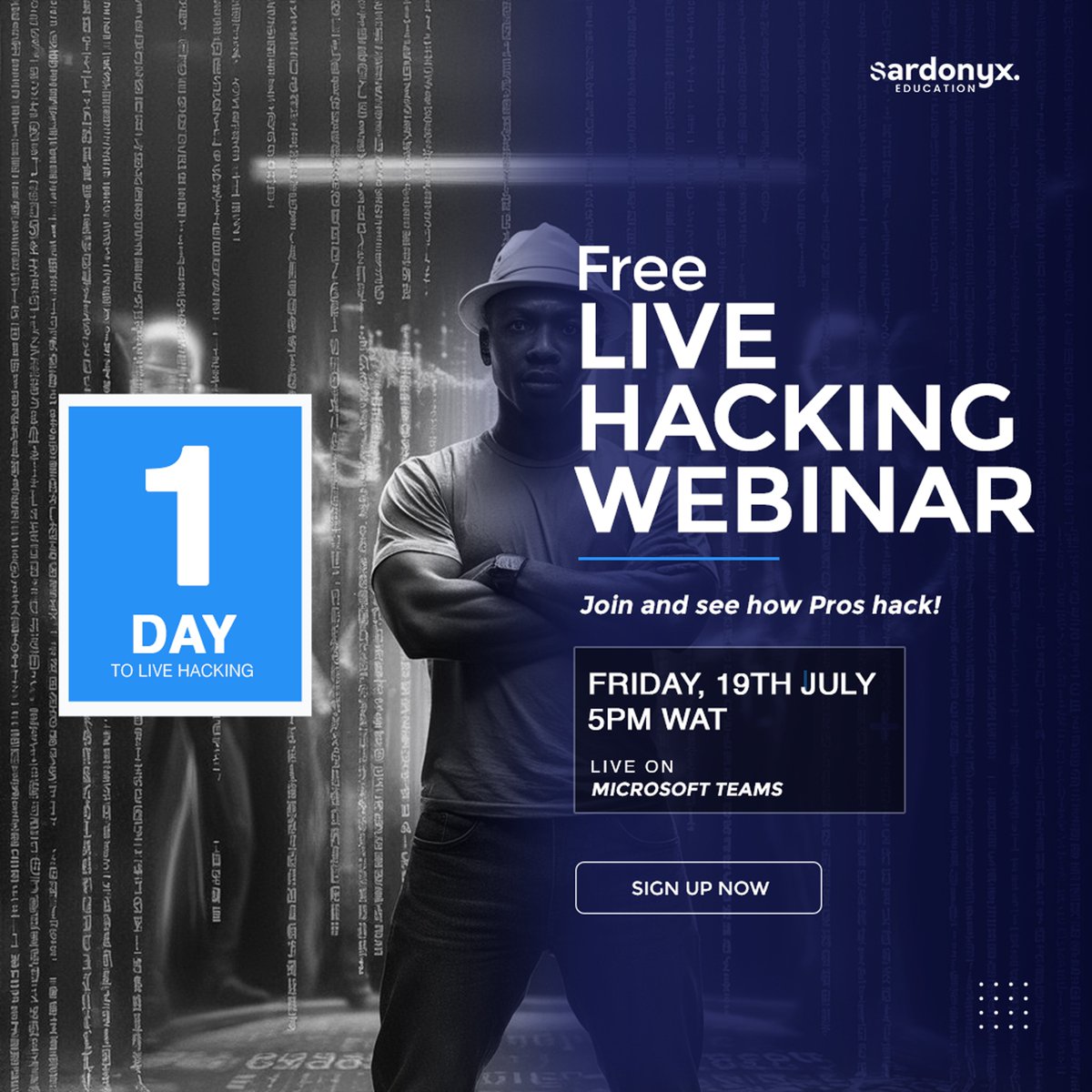 SardonyxEdu's tweet image. Only 1 day left until our exciting free live webinar on hacking! Join us for insightful tips and strategies.
Don't miss out on this valuable opportunity!
#FreeWebinar #LiveEvent #HackingTips #WebinarAlert