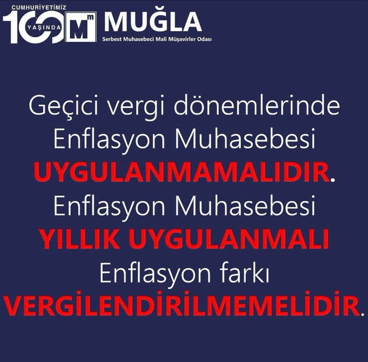 #enflasyonmuhasebesiyıllıkolmalı #enflasyonmuhasebesiyıllıkolmalıdır #EnflasyonDüzeltmesi #EnflasyonMuhasebesi 
Enflasyon muhasebesi yıllık olmalıdır
<a href="/HMBakanligi/">T.C. Hazine ve Maliye Bakanlığı</a> <a href="/memetsimsek/">Mehmet Simsek</a> 
Mali Müşavirleri ezmeyin, 
Mali Müşavirlere değer katın.