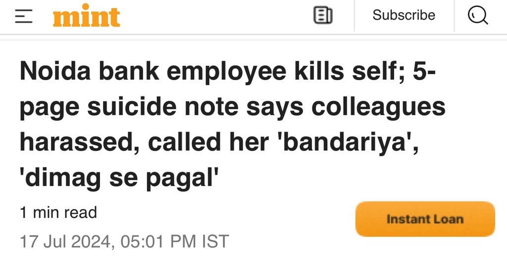 thehawkeyex's tweet photo. An Axis Bank female employee took extreme step after allegedly being harassed by colleagues. In her 5pg suicide note she blamed six, mainly a female employee who allegedly used slur like 'bandariya', 'divorcee' & 'pagal'. Imagine the kind of harassment and agony she was going through. She was just 27.

What kind of work culture @AxisBank is ensuring for their employees?