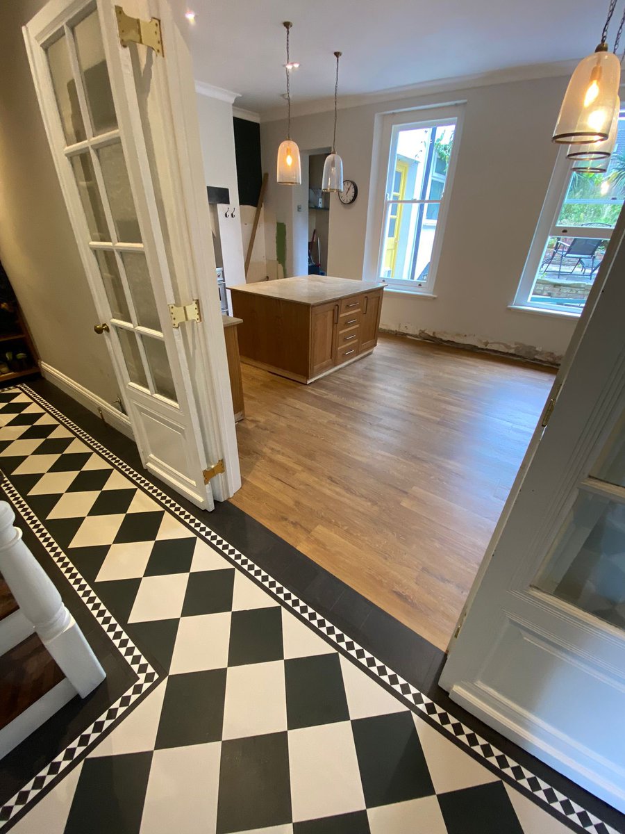 NBF_LTD's tweet photo. Karndean heritage collection meets @hmflooring black and white squares create the perfect look for this customers hallway! Seamlessly cut into @KarndeanFloors Van Gogh glenmore oak, all preparation and adhesives from @FBallUK #bristolflooring #bristol #karndeanflooring #interior https://t.co/FG7o4X96sH