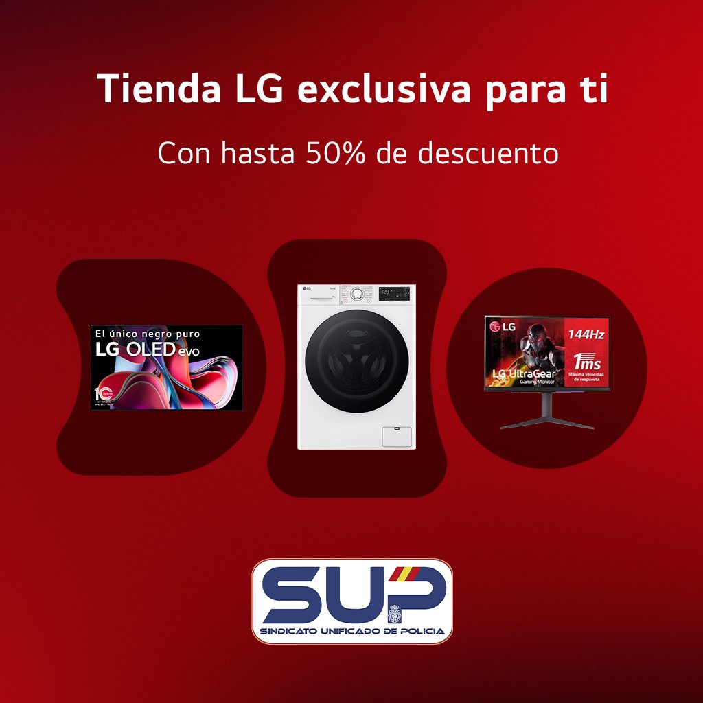 🤯Importantes #Descuentos con <a href="/lgespana/">LG España</a>
Acceso exclusivo para afiliados al <a href="/Sup_Policia/">SUP</a>
🧐Entra en nuestra web y ahorra hasta un 5️⃣0️⃣%
sup.es/noticia/lg
Si aún no eres afiliado y quieres beneficiarte, únete al #SindicatoMayoritario⤵️
altas.sup.es
