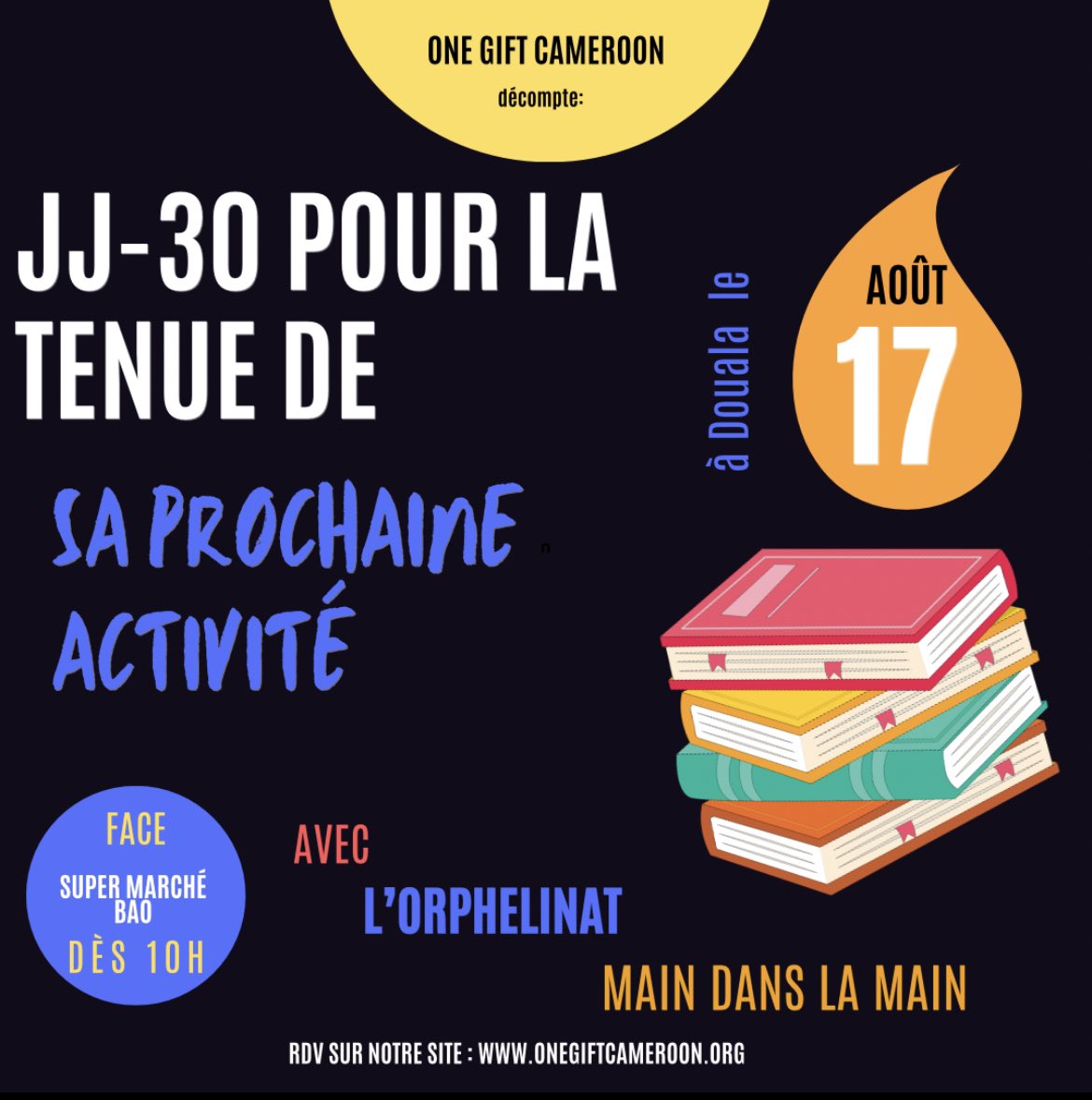 onegiftcmr's tweet photo. Chers abonnés, 
Nous sommes ravis de vous annoncer la tenue de notre prochaine activité qui sera matérialisée par la remise de la deuxième bibliothèque, symbole du projet #unorphelinatunebibliothèque que nous menons actuellement. https://t.co/ydozZAbnn8