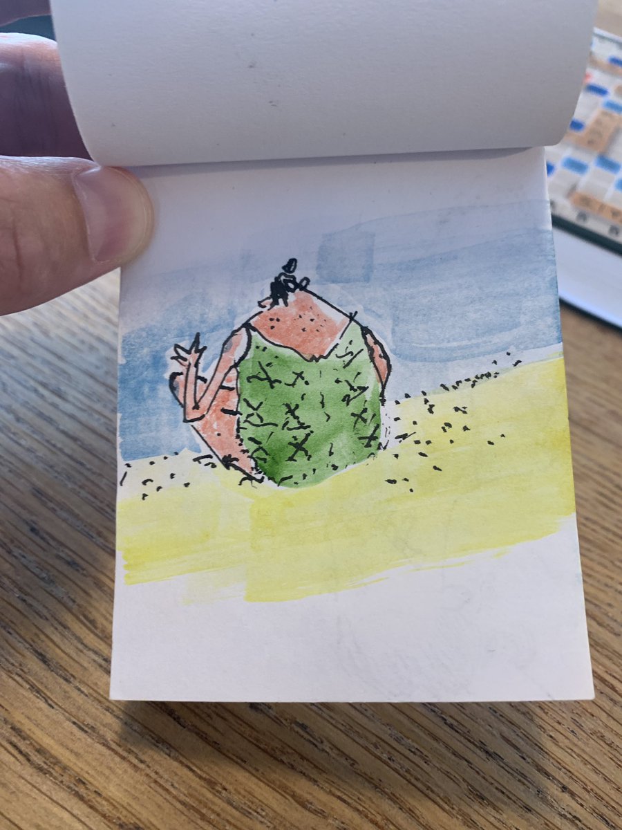 Hot weather in London! Today’s #watercolours to amuse you! #beach #cartoons