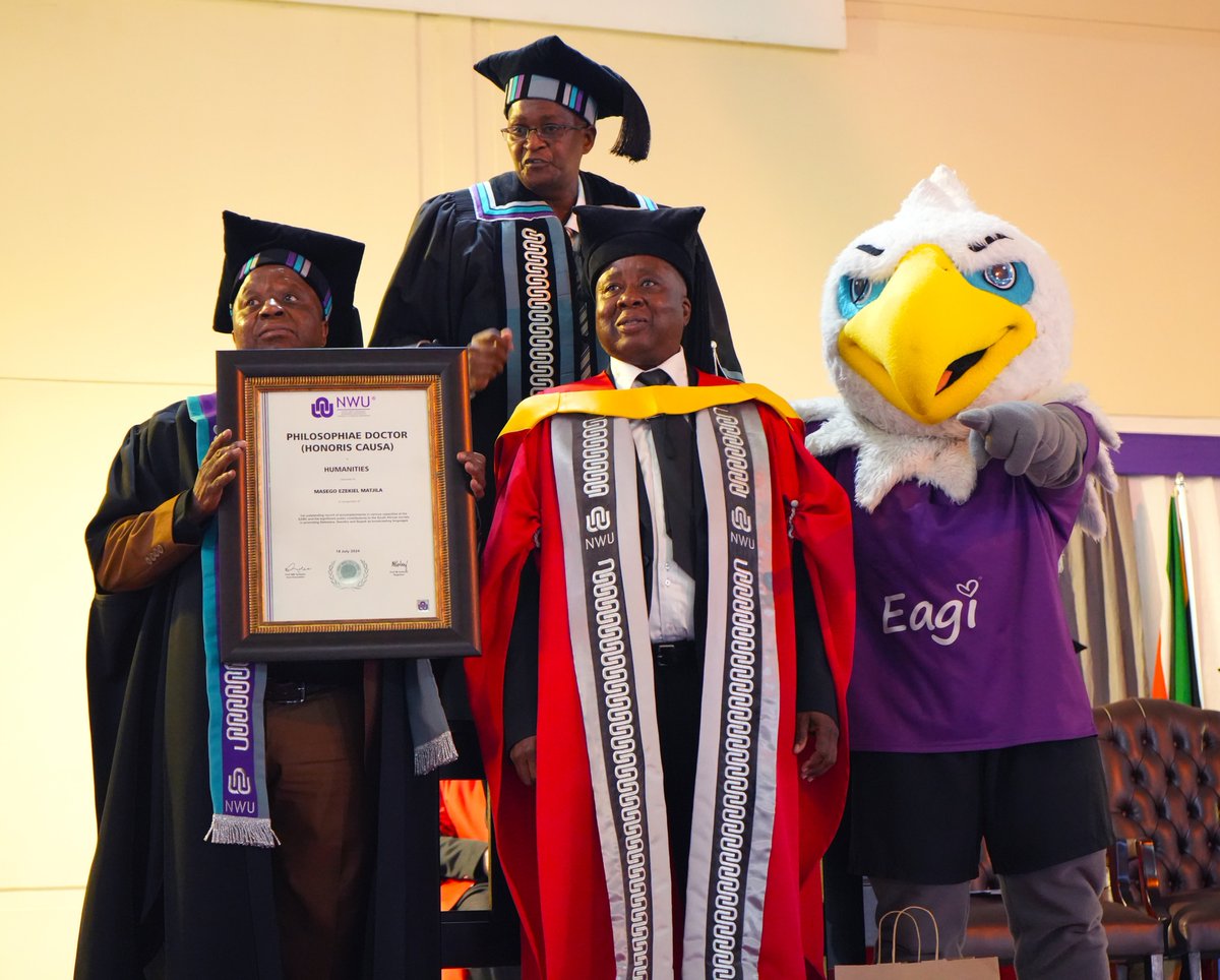 Dr Masego Ezekiel 'Easy' Matjila is officially a member of the NWU family! Today, NWU proudly conferred him an Honorary Doctorate (Honoris Cause) in Humanities, marking his official welcome.

#MyNWU #20yearsofgreatness #NWUgrads #NWUAlumni