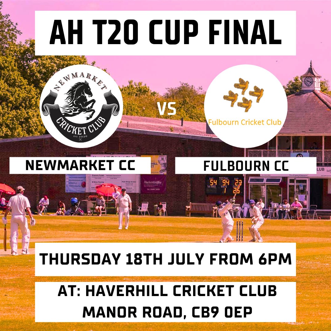 🔴𝐂𝐔𝐏 𝐅𝐈𝐍𝐀𝐋⚫️

Tonight the Midweek 1’s travel to Haverhill Cricket Club to play in the AH T20 Cup Final against Fulbourn starting at 6pm.

We would appreciate as much support as possible so please come down, bar will be open.

#upthestampede