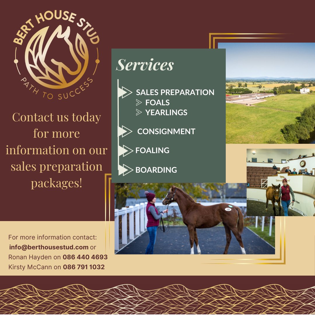 Bert House Stud back to sponsor a race next Wed 24th July🥳

Based Athy Co. Kildare, BHS is dedicated to breeding &amp; raising top-quality TBs. A passion for the industry &amp; commitment to excellence drive everything they do, from horse care to state-of-the-art facilities

<a href="/ARKequine/">ARKequine</a>