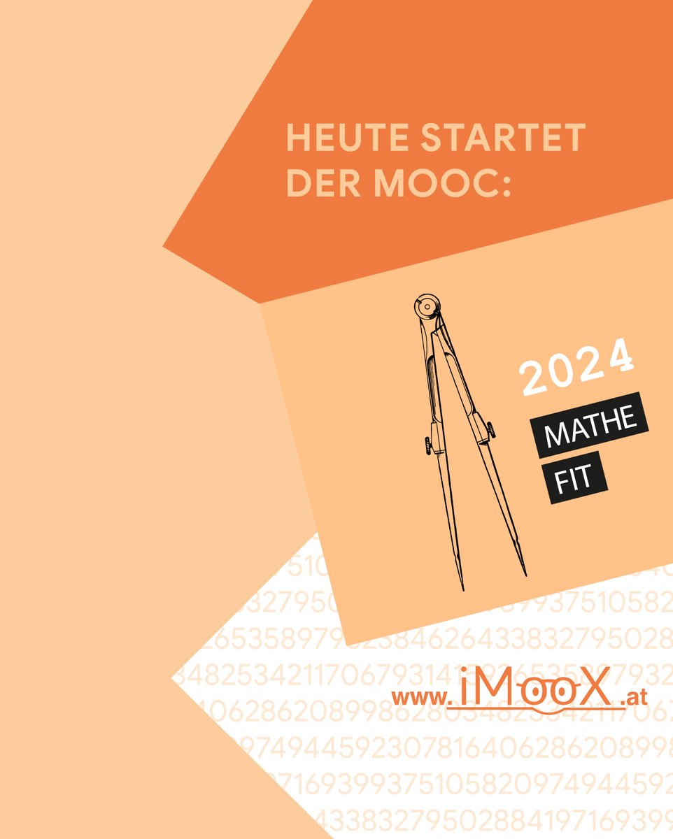 #iMooX

Ab HEUTE kannst du dein Wissen im Bereich Mathematik wieder auffrischen 👉mit „Mathe-Fit"👈
Begonnen bei Mengen, Gleichungen, Funktionen, bis hin zu Vektoren und anderen Teilgebieten der Mathematik.

Hier geht‘s zum MOOC ➡️ imoox.at/course/mathefi…