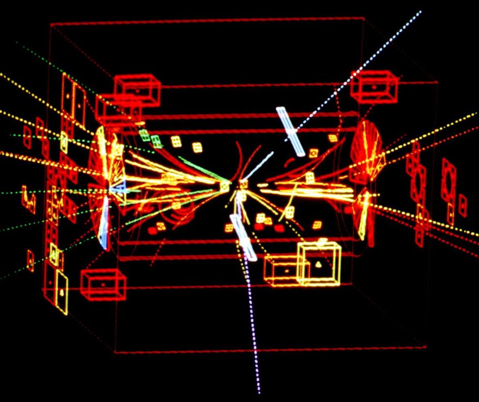 The first Z event recorded by the UA1 experiment (1983)