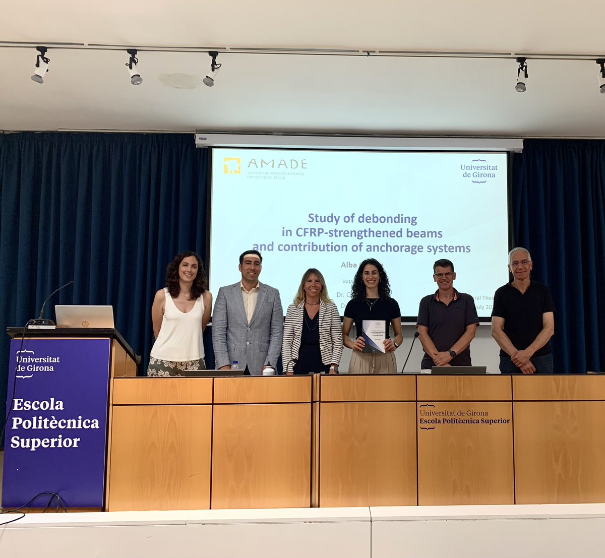 Last Tuesday <a href="/AlbaCodina/">Alba Codina</a> defended her thesis on Carbon Fiber-Reinforced Polymers for strengthening Reinforced Concrete structures, supervised by Dr. <a href="/CrisBarris/">Cristina Barris</a> and Dr. Lluís Torres Llinas <a href="/amade_udg/">AMADE - UdG</a>. Congratulations, Alba on this achievement! More Info: linkedin.com/posts/amade-un…