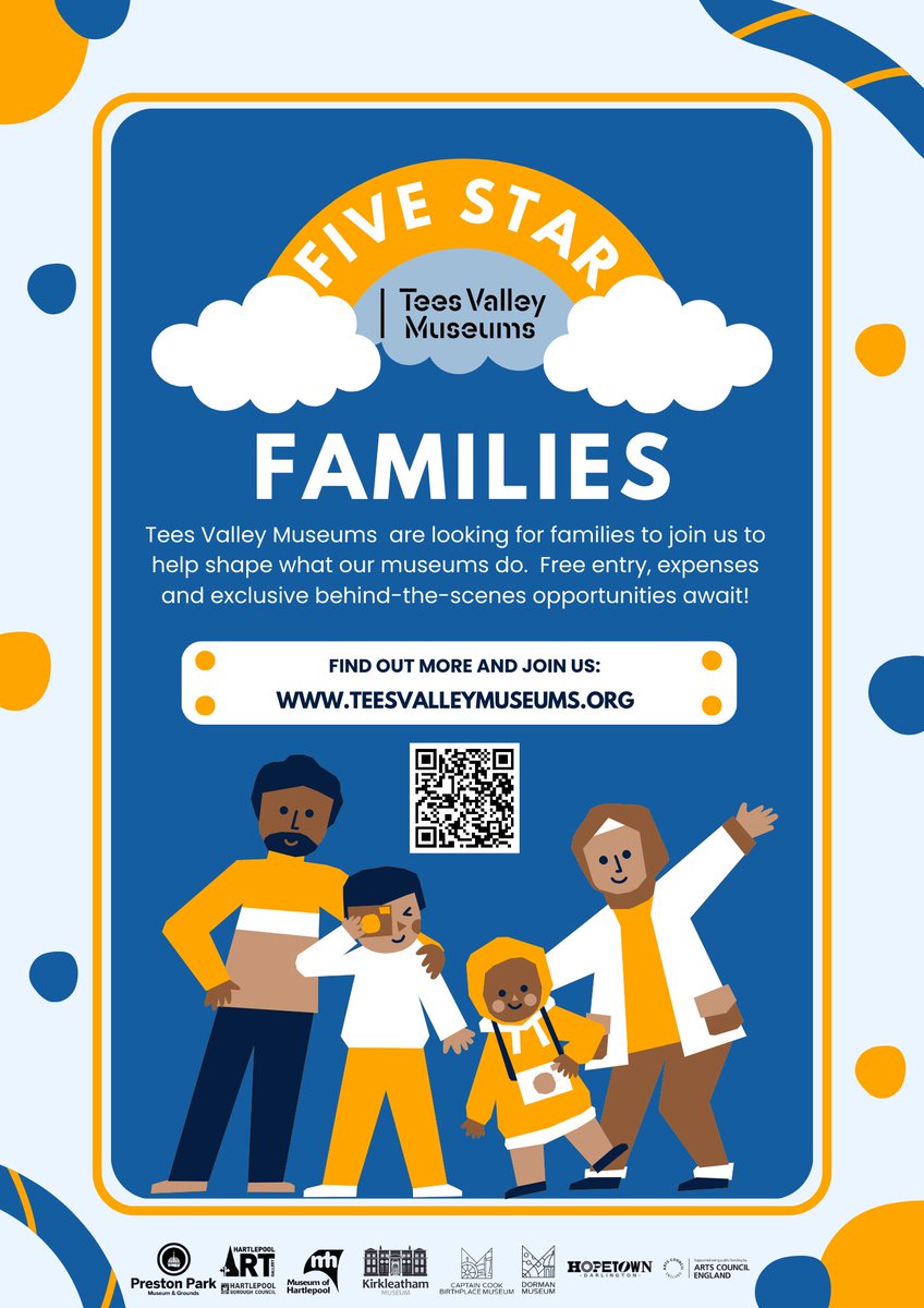 Tees Valley Museums are looking for families to help shape what their museums do. This great opportunity gives you and your family exclusive behind-the-scenes access to enable you to give constructive feedback on what's on offer.

See more: ow.ly/vgmF50SCYTA