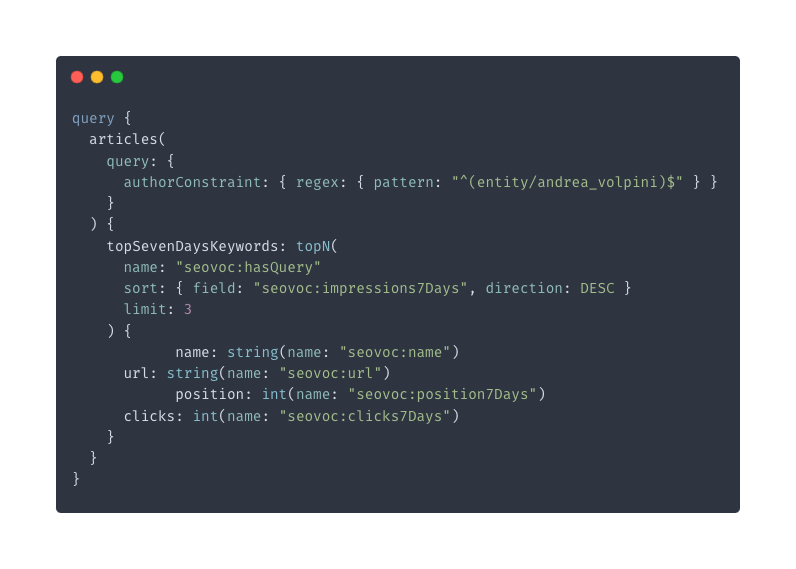 cyberandy's tweet photo. @wordliftit is now automatically integrating Google Search Console data into the Knowledge Graph using #SEOntology. Imagine asking, "Which keywords are most prevalent in Andrea's articles last week?" #AgentWordLift converts this into a GraphQL query and fetches the data for you. https://t.co/5s1HQYTSKc