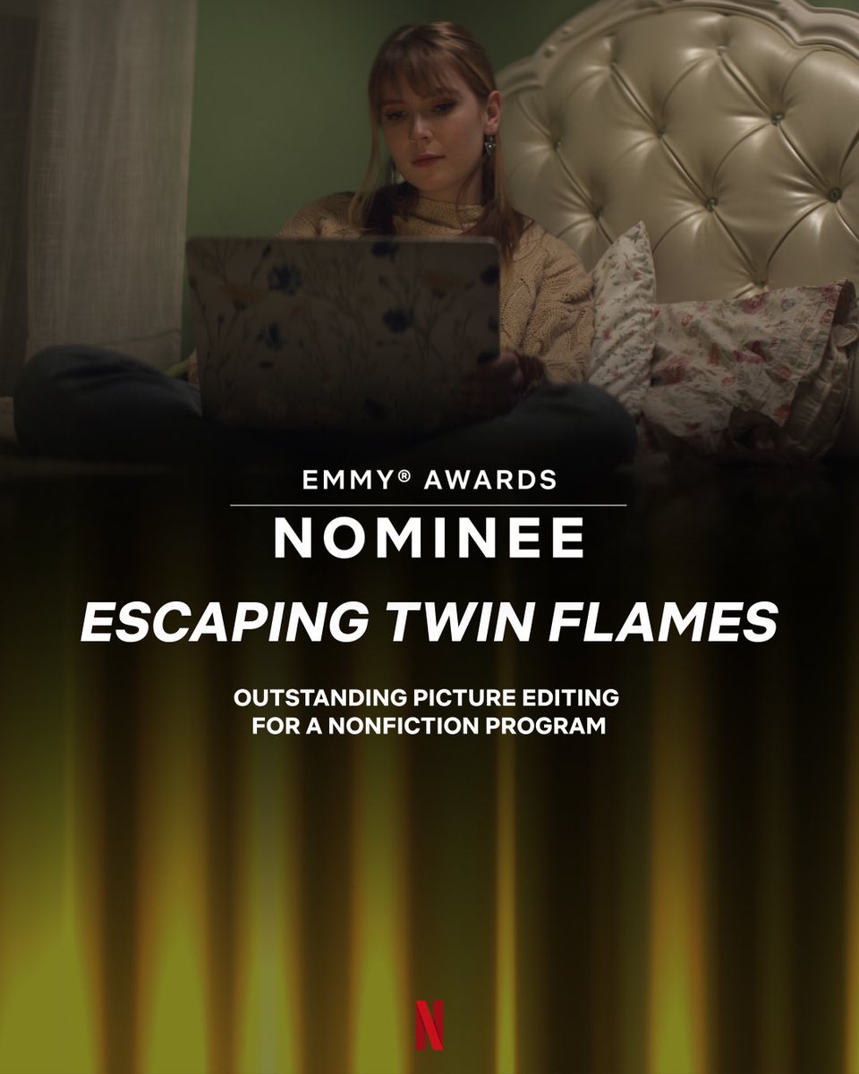 Thank you <a href="/TheEmmys/">The Emmys</a> voters, for nominating #EscapingTwinFlames. <a href="/inbal_lessner/">Inbal B. Lessner, ACE (she/her)</a> and our great editing team did an incredible job investigating this manipulative high control group in three tight episodes.