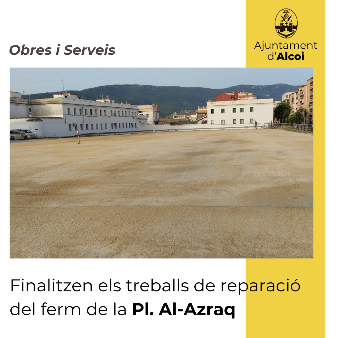 🚜 S'ha aplicat una solució de terra compactada per a reparar els sots i  desperfectes del ferm i evitar la pols que es generaba el pas de  vianants i vehicles.

#Alcoi #AlcoiViu