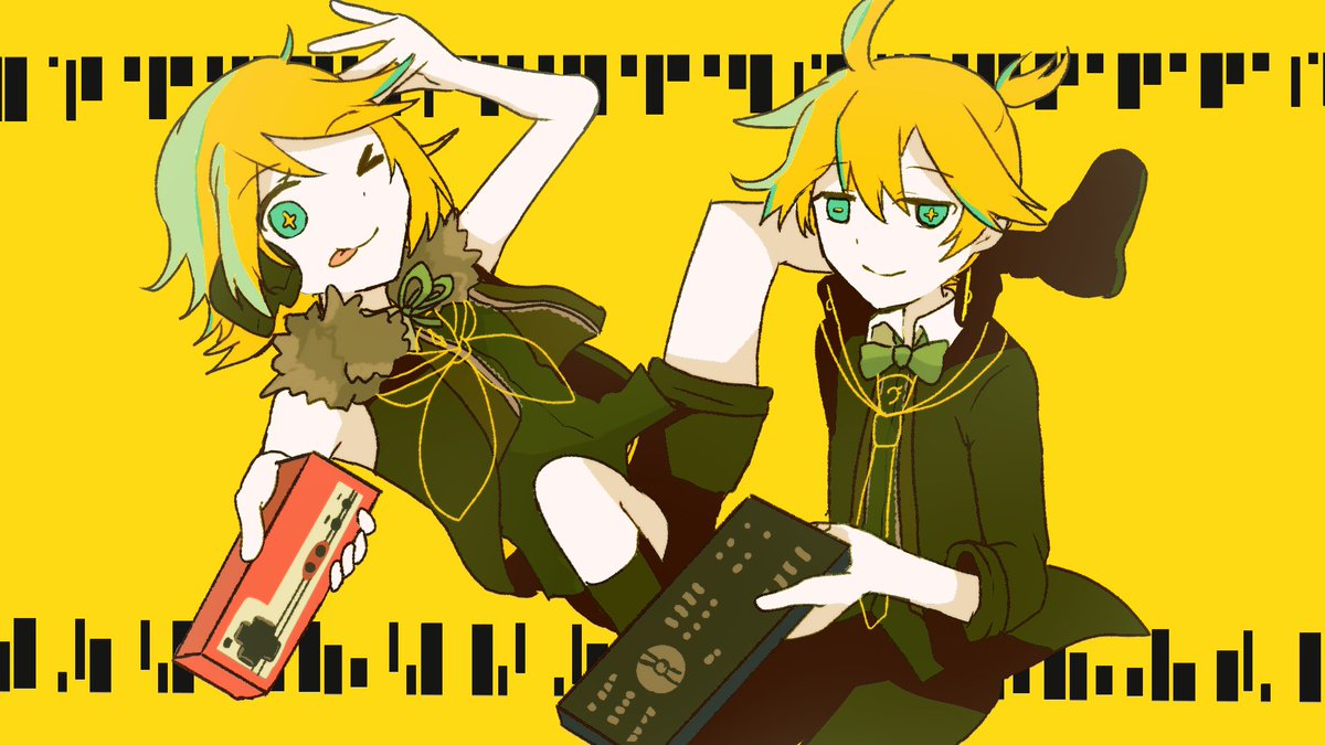 鏡音レン ,鏡音リン 「沢山の方反応ありがとうございます!! 下記は背景に描いた曲ファンアートです(ほぼ」|和黄(わこ)のイラスト