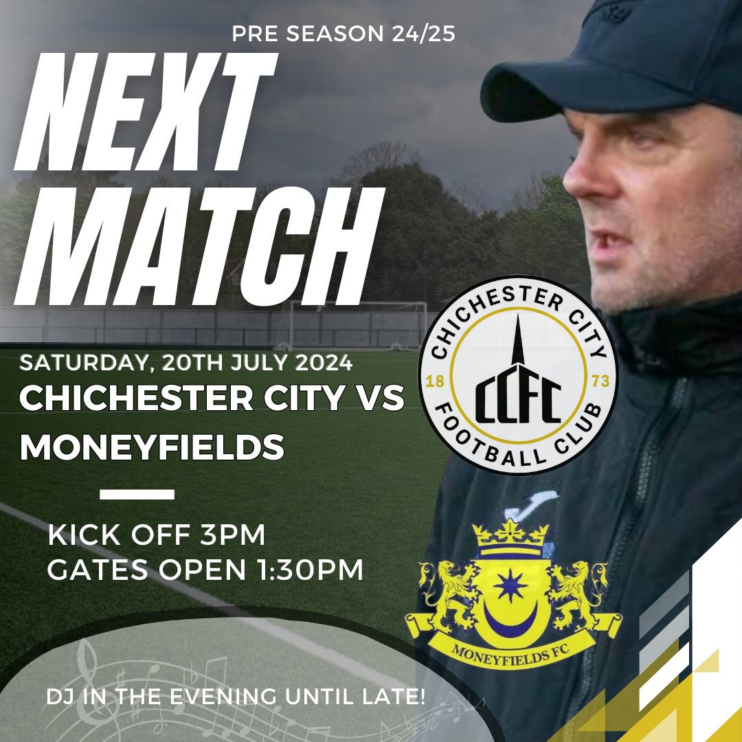 Next up at Oaklands Park, we welcome <a href="/MONEYFIELDSFC/">Moneyfields FC</a> in a memorial game for Graeme Gee.
Kick off 3pm 
Gates open 1:30pm
Dj from 5pm bar open until late 

#UpTheChi⚪️⚫️