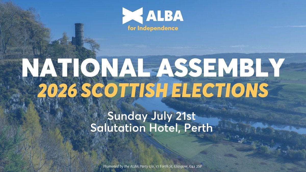 AlbaParty's tweet photo. We will be holding a National Assembly this Sunday in Perth where we will be discussing strategy for the 2026 Scottish elections. 

📍Salutation Hotel
 ⏰ 2pm

RSVP👉https://t.co/3e7xYDvpkR

#ALBAforIndependence https://t.co/TMfg1fpgW5