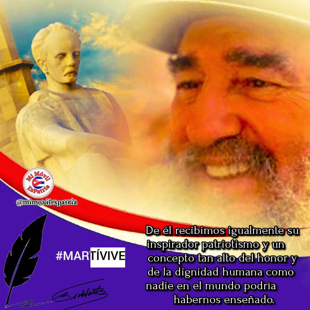 Sobre Martí #Fidel nos dice: “… en el pensamiento del Apóstol hay cosas tan fabulosas y tan bellas que uno pude convertirse en marxista partiendo del pensamiento martiano”.
#MartíVive
#MiMóvilEsPatria