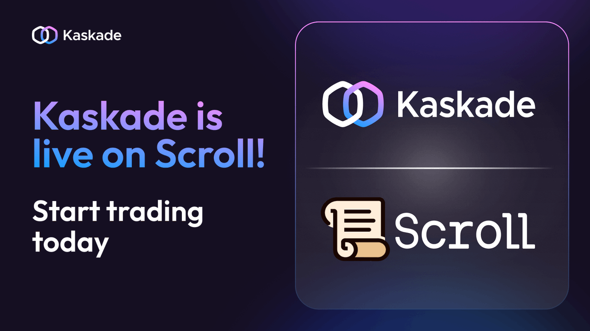 Kaskade_Finance's tweet photo. We are thrilled to announce Kaskade is live on Scroll! 🚀

Start trading today using the link below and receive Scroll Marks for all your on-chain activities as you interact with Kaskade.

Keep an eye out for upcoming campaigns... 👀 https://t.co/TuyhR6M63K