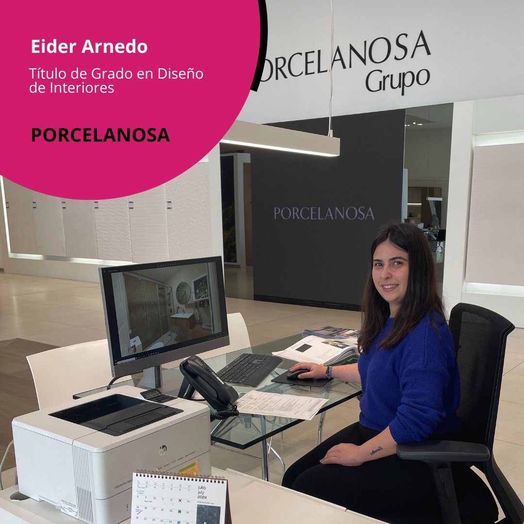 Eider Arnedo, estudiante de #DiseñodeInteriores de #CESINE, está realizando sus prácticas extracurriculares en <a href="/Porcelanosa_es/">Porcelanosa</a>, ampliando sus conocimientos y adquiriendo experiencia práctica en el sector.