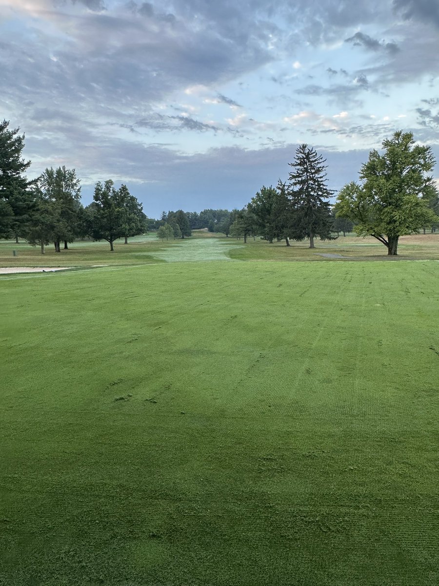 OGCgrounds's tweet image. Finally some “relief” with some rain showers. Led us to 3 straight mornings of Verticutting greens to control some mid summer “leggyness”. Holding steady patiently waiting for fall! @Gmanos86 @USGAGrnSection