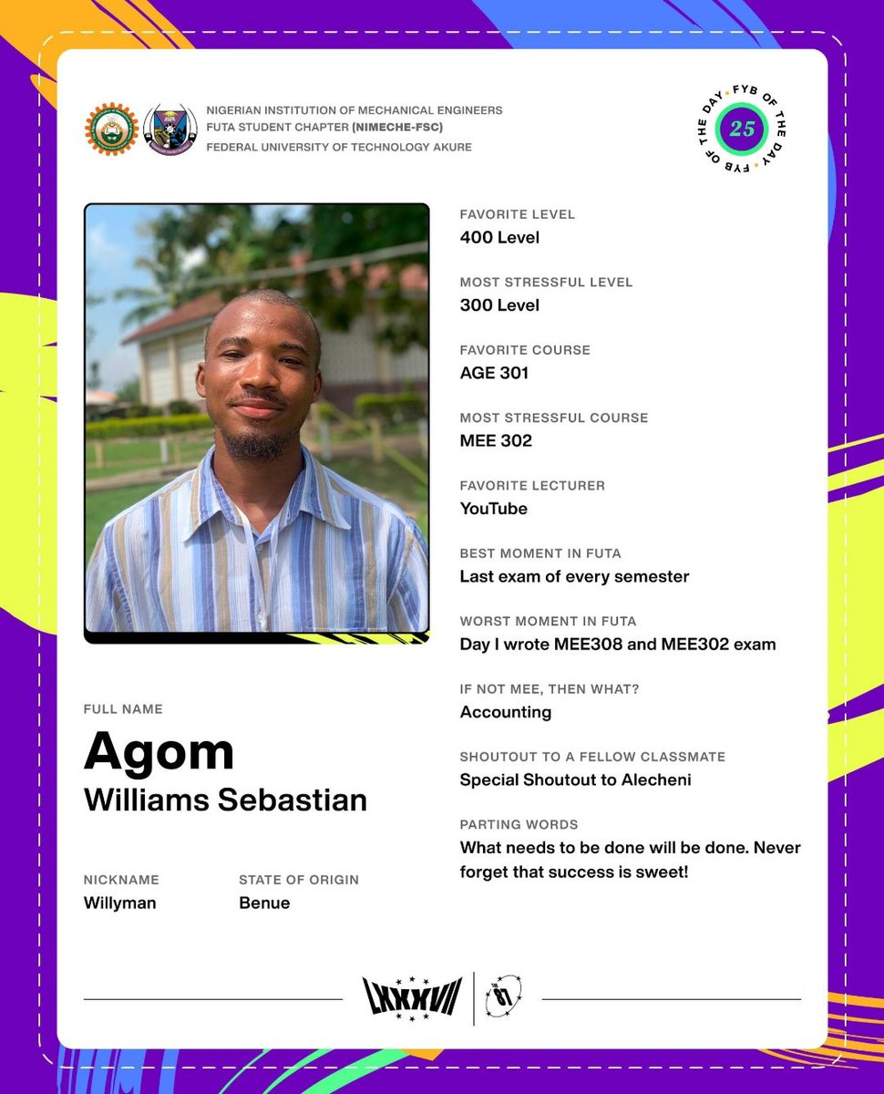 meeclass23's tweet photo. Meet Agom Williams, aka Willyman, icon of #The87! Don't believe him when he says he's not studying, but trust his leadership & design skills! Football star in the making & smart guy with smart looks! Thanks for your contributions, Willyman! #FybOfTheDay #meeclass23 https://t.co/4gkLm65uuN
