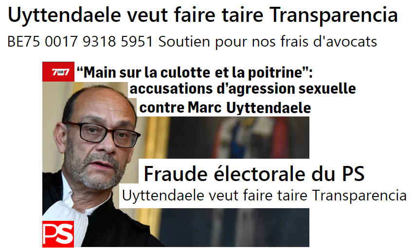 TransparenciaBE's tweet photo. BE75 0017 9318 5951 URGENT. Nous avons besoin de votre soutien pour payer nos avocats. Uytendaele, avocat du PS, et accusé d'agression sexuelle, veut faire supprimer les publications de Transparencia dénonçant les irrégularités électorales du PS à la ville de Bruxelles. 
https://t.co/gT06NjhCC8