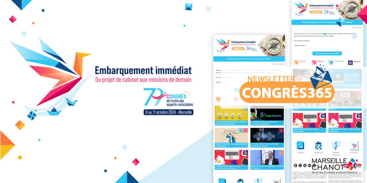🎉 Depuis 2019, NewsletterCongrès365 est le rendez-vous hebdomadaire de la profession des #expertscomptables avec la thématique du #CongresOEC.

🔎 Zoom sur ce principal support devenu un must ! ➡️ i.mtr.cool/qjevjxskzp 

<a href="/CSOEC/">CNOEC 🚀</a>