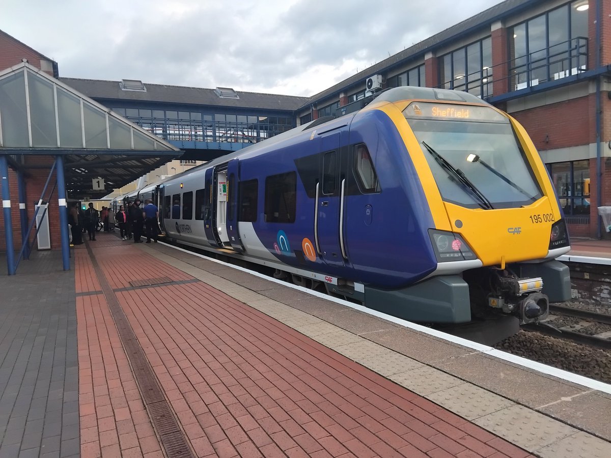 JamesTGlossop's tweet image. Northern 195002 seen at Barnsley on the 16th July 2024 working the 20:22 to Sheffield which was my train back from Wakefield. Thank you once again to the conductor for holding the doors open for me as it was about to leave. 
(16/07/2024) #Barnsley #Class195 #CAF @northernassist