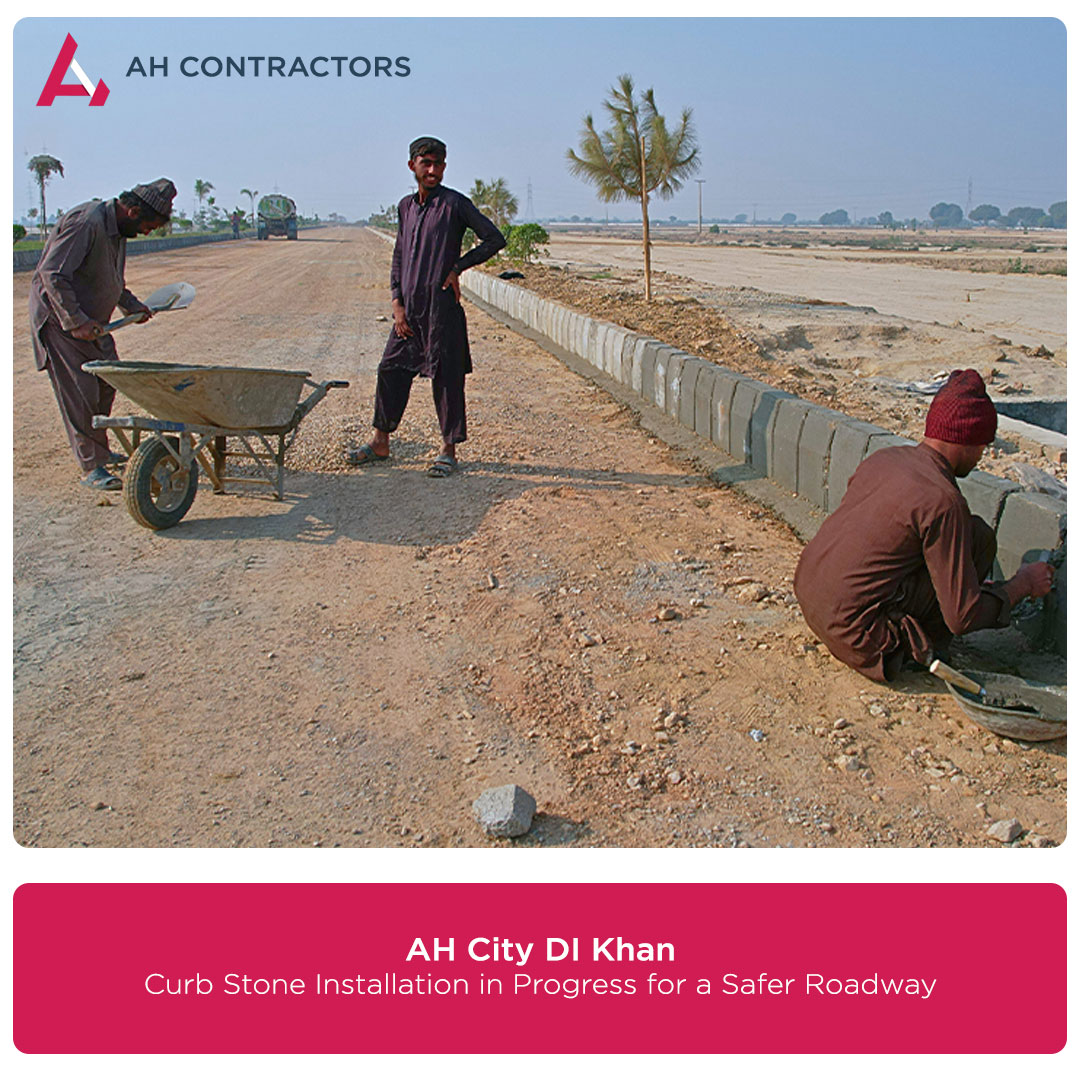 AHContractorsPk's tweet photo. Curb stone installation is underway along the roads of AH City DI Khan, enhancing both safety and aesthetics. AH Contractors is dedicated to improving our community!

#AHContractors #AhCity #DIKhan #construction #development #builders #roadways #curbstone https://t.co/UeTqQhF2e2