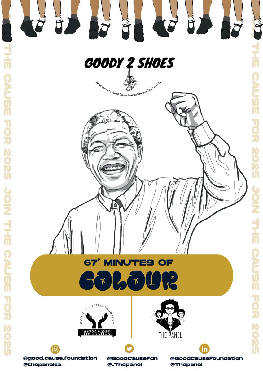 GoodCauseFdn's tweet image. 67 MINUTES OF COLOUR🇿🇦!

Nelson Mandela spent 67 years fighting for the struggle against social justice. To commemorate this special day, we are going to be spending 67 minutes colouring in these pieces of art(and more🤫). We can’t wait to share the final product with you😌🖤🤍.