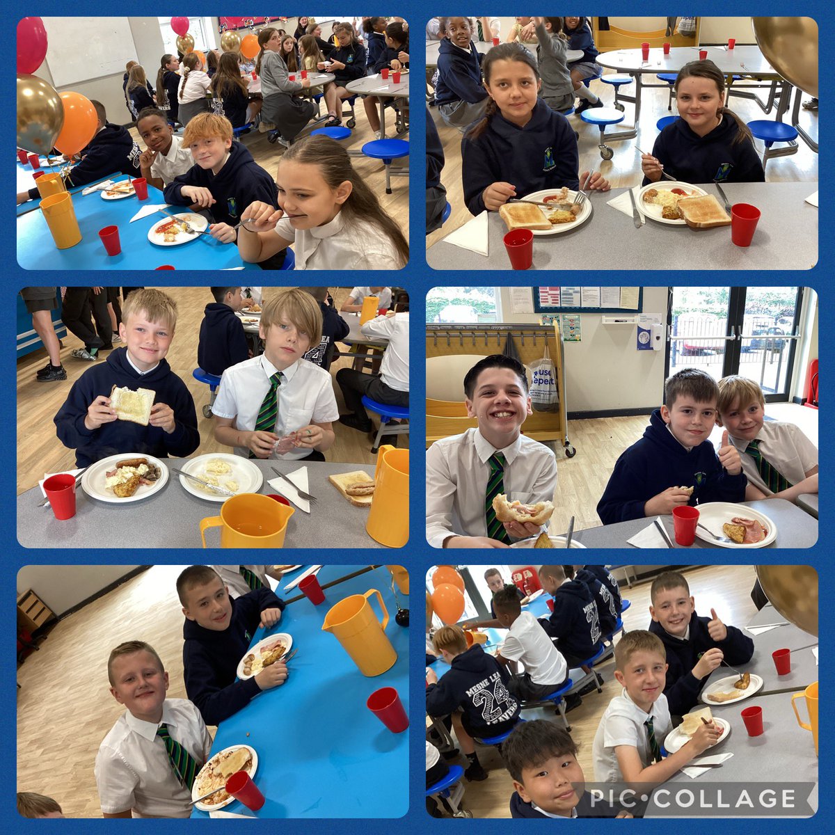 Smiley faces and full tummies all round at  the Year 6 leavers brunch. 🥓🍳🥳