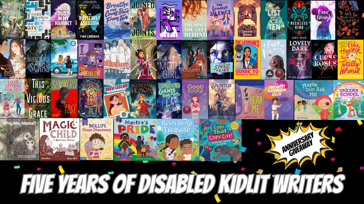5 years. Over 550 members. Happy 5th, Disabled Kidlit Writers!

ANNIVERSARY GIVEAWAY:
5 winners*, 2 books each (titles in replies)
RT + reply and tell us which DKW book you’re looking forward to reading by July 30 to enter
Open INT
#DisabilityPrideMonth