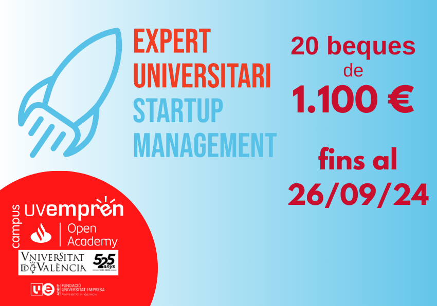murfhoeth's tweet photo. 🆕️2️⃣0️⃣ beques @SantanderOA de 1.100 € per a la matrícula en el títol propi d'Expert Universitari en #StartupManagement de la @UV_EG dirigides a persones emprenedores graduades (10% obrindre el títol) en:
👩🔬Ciències
🥼Salut
⚙️ Engenyeria
🎨 Humanitats
https://t.co/ojUTZDM7kR https://t.co/pZLrZi2Qoo