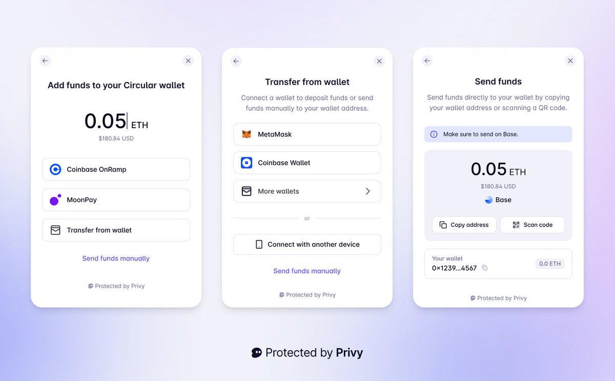 1/ Following up on our Funding Kit launch, today we enable Coinbase Onramp  out of the box! Users can: ➡️Easily add funds from their CB account.  ➡️Purchase assets from CB with credit,