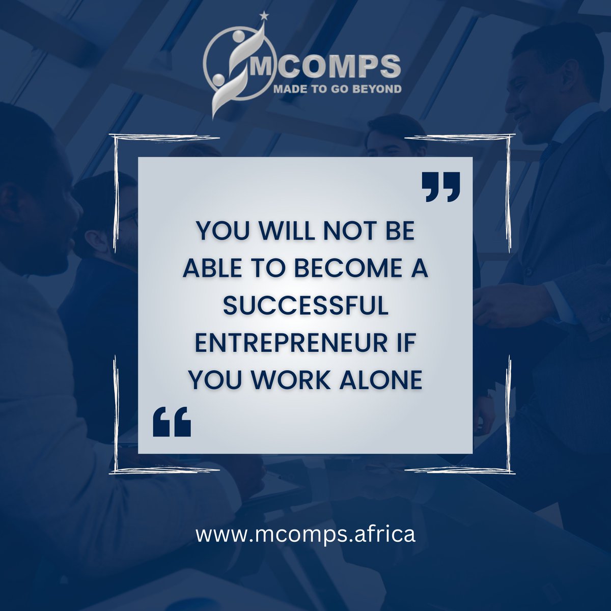 DreamGuysAfrica's tweet photo. You will not be able to become a successful entrepreneur if you work alone.
https://t.co/UjsnIPDQtI
#MadeToGoBeyond https://t.co/x501fkyVxr