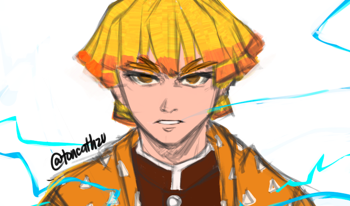 toncathzu's tweet photo. quick doodled zenitsu⚡️
#kny #DemonSlayer https://t.co/3onQZhVqcO