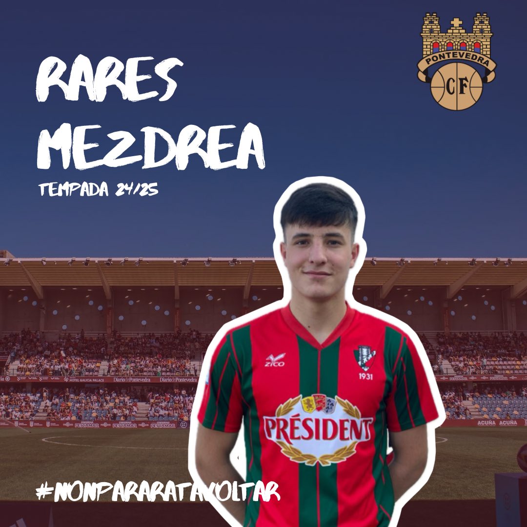 PontevedraCFSAD's tweet photo. OFICIAL | ✍️ Rares Mezdrea novo xogador para o Pontevedra CF ♥️

Benvido Rares! 

#NonPararAtaVoltar ♥️ https://t.co/dwG7NrHcGa