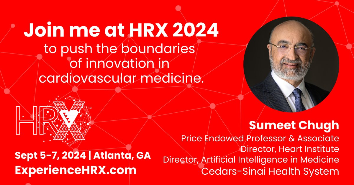 experienceHRX's tweet photo. Push the boundaries of innovation in CV medicine! Join #HRX2024 KOL @SumeetSChugh, Director of the Heart Institute @SmidtHeart @CedarsSinai this September in Atlanta. Learn more &amp; register ➡️https://t.co/lJDdoNA40J
@hrsonline #EPeeps #cardiotwitter https://t.co/5pMIHM92Ss