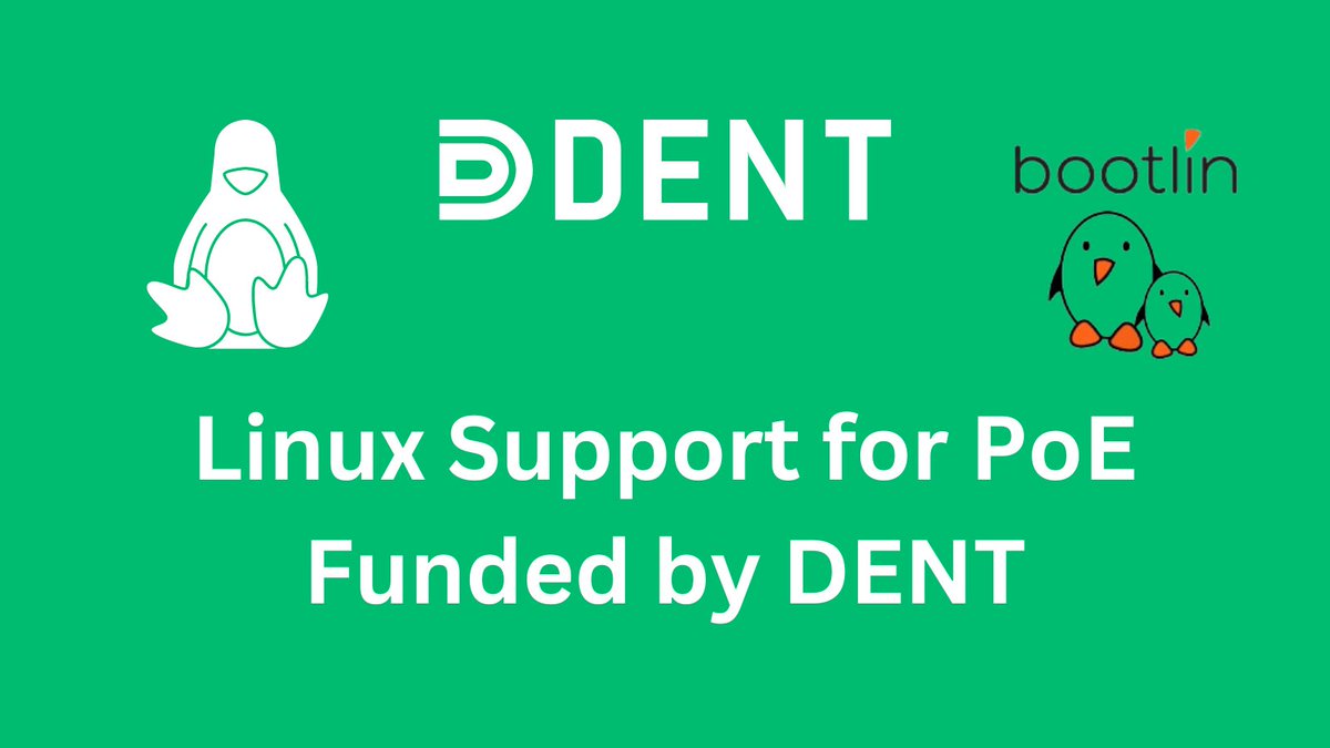 DENTNOS's tweet image. #DENTNOS is committed to enhancing Power over Ethernet (PoE) Linux support within the Linux kernel. Read our newest blog post to learn how DENT is building a brighter future for PoE and dive into @Bootlincom&apos;s crucial contributions. 👇⛓️

📖: hubs.ly/Q02H1dPc0

#opensource
