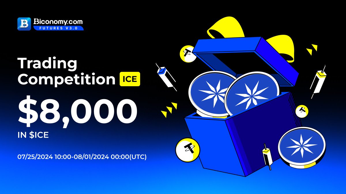 BiconomyCom's tweet photo. 🚀ICE Trading Competition, Share $8,000 in $ICE!🚀

To give back to our global community, we are excited to announce the @ice_blockchain Trading Competition with a total prize pool of up to $8,000 in ICE!🚀

📅Activity time: 07/25/2024 10:00-08/01/2024 00:00(UTC)

💎Trade to share $8,000 in $ICE!🔥

1st Place $3,000 in $ICE 
2nd Place $2,000 in $ICE 
3rd Place $1,000 in $ICE 
4th-30th Place Share $800 in $ICE proportionally
Participation Place Share $700 in $ICE proportionally 
Exclusive Prize Pool Share $500 in $ICE proportionally

Full details👉 https://t.co/s4bR1So6zg

#Biconomy #BIT #BiconomyExchange #crypto #blockchain #cryptocurrency #altcoin #cryptomarket #web3 #trading #bitcoin #altcoins #airdrops #giveaway #giveaways #cryptocommunity #Trade #TradingCompetition #Traders #trader #altcoin #IceNetwork #ICE