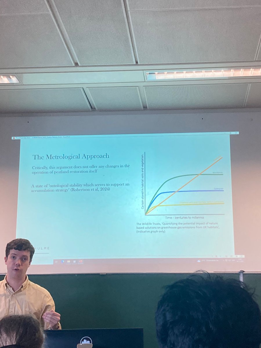 Delighted to be able to share some work in progress today at <a href="/STSeasst/">EASST</a> #EASST4S2024! <a href="/AMerrillGlover/">Aneurin Merrill-Glover</a> here delivering our paper "Reduce, Remove, Avoid: The Reordering of Peat Restoration for Climate Mitigation", as part of a great session on the Politics of Carbon Sinks